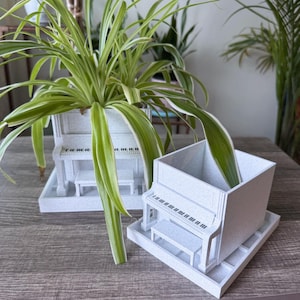 Upright Piano Planter with Bench Drip Tray - Music Lover Gift