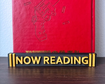 Now reading stand, desktop book stand for small to large books - customizable currently reading book holder - tabletop book display