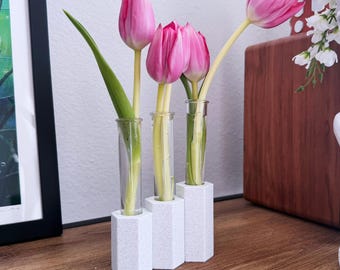 Modern 3 tier tabletop Propagation vase - set of 3 - hexagonal flower vases
