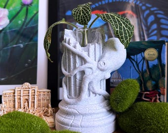 Octopus Planter Greek Column Vase – Unique Propagation Station, Mythology Decor, Coastal Home Accent