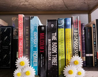 Daisy Corner Bookends - Spring flower themed bookshelf decor