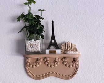 Ornate Long Mini Wall Hanging Shelves, Small Display Ledge for Plants & Trinkets - Decorative Accent Wall Decor