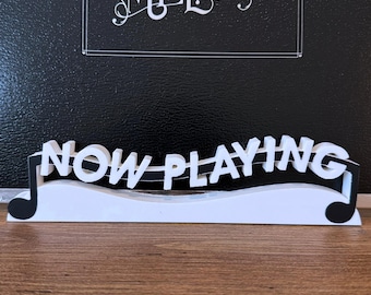 Now Spinning - Now Playing stand for Vinyl record - Customizable design - tabletop stand and display for records - Wavy musical note design