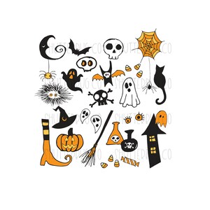 Halloween Collage, Halloween Characters PNG, PNG for Shirts, Halloween Graphics, Cute Halloween, Spooky, Orange and Black