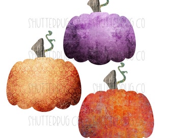 Pumpkin PNG, Autumn Bundle, Orange and Purple, Grunge Pumpkins, PNG for Shirts, Autumn PNG, Sublimation Design, Instant Download