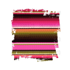 May include: A digital illustration of a colorful striped pattern with pink, green, brown, and orange stripes. The pattern is reminiscent of a Mexican blanket or serape.