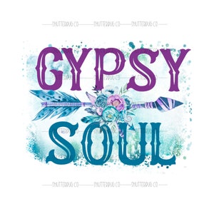 Gypsy Soul - Archivo PNG BOHO, Arte de palabras, Arte imprimible, Diseño digital, Descarga instantánea, Sublimaciones, Archivo digital, PNG