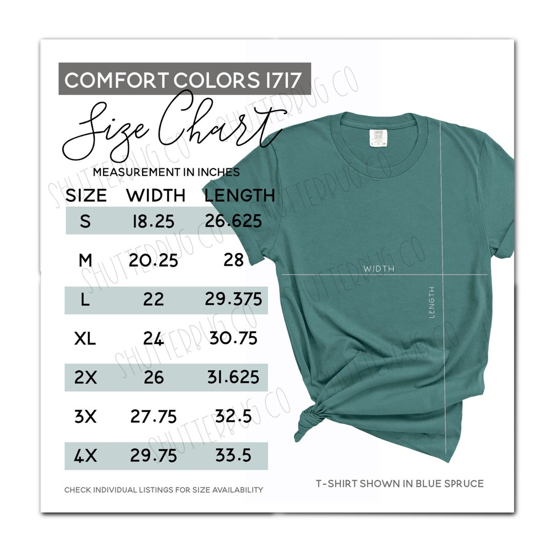 Sizing Chart Comfort Colors Sizing Chart Etsy Listing Etsy