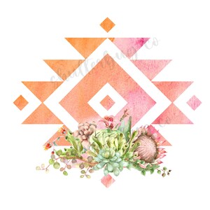 Aztec PNG for Shirts, Western Background, Succulents, Southwest PNG, Print Sublimation for Shirts, Tshirt Sublimation, Western PNG