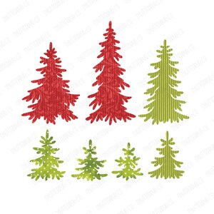 Sapins rouges et verts, Png à feuilles persistantes de Noël, Art numérique - TÉLÉCHARGEMENT INSTANTANÉ, Sublimations