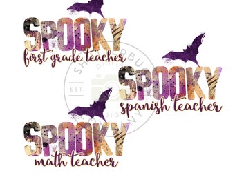 Spooky Teacher PNG, Halloween Teacher Bundle, PNG For Shirts, Teacher Designs, Occupations, Sublimation for Shirts
