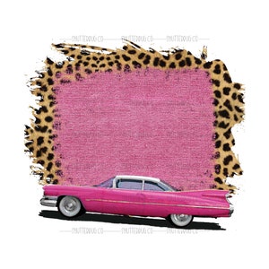 Retro PNG, Denim Background, Vintage Road Sign, Road Trip PNG, Pink Cadillac PNG, Print Sublimation Images