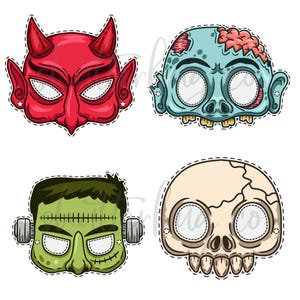 Halloween Masks, Printable Masks, Monster Masks, Halloween Costume, Easy Costumes, Masquerade Party, Instant Download