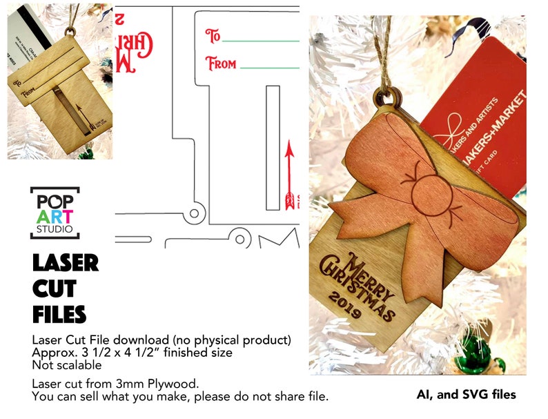 Gift Card Holder / Slider Christmas Present Ornament Laser Cut Etsy