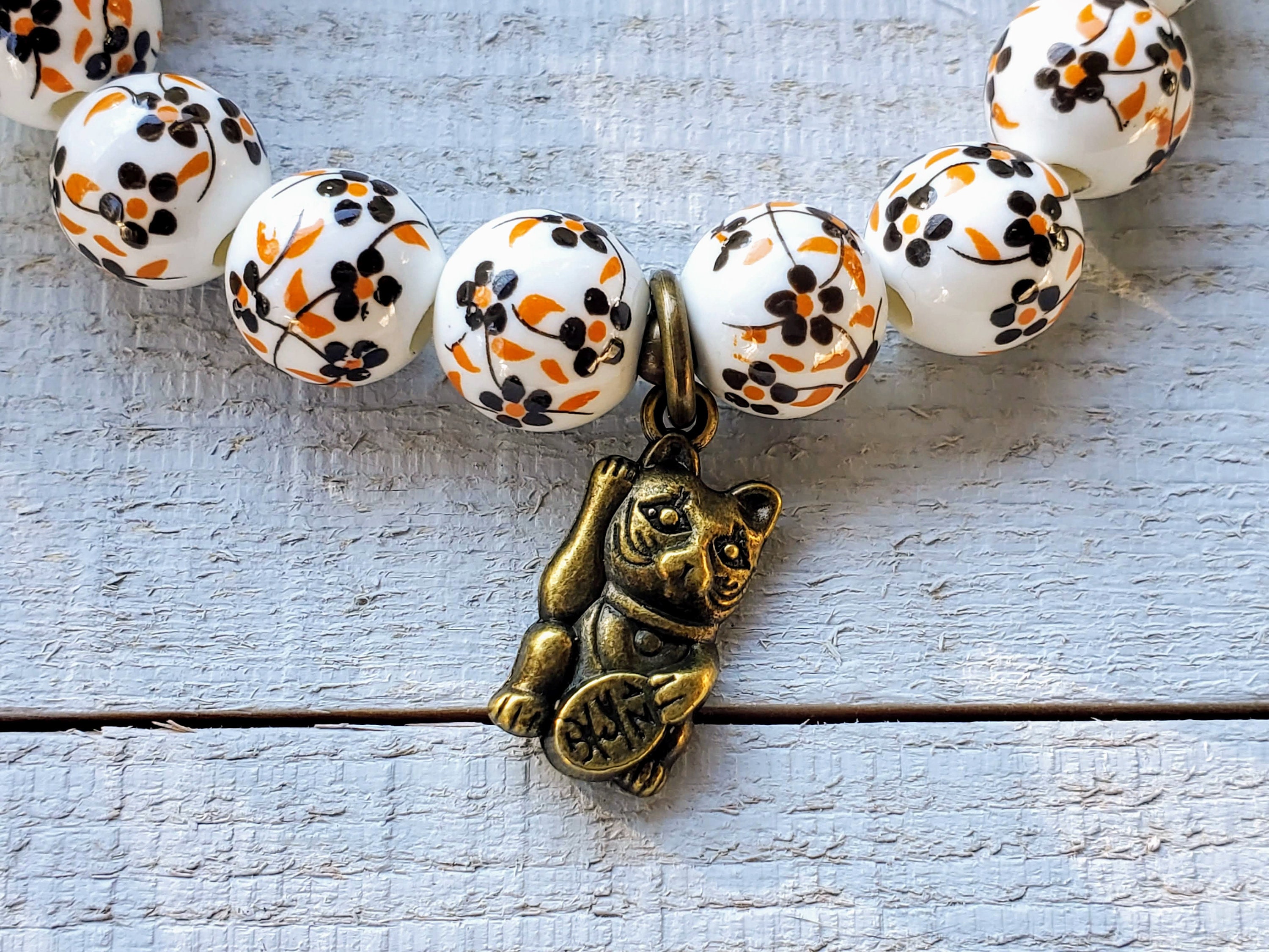 Lucky cat bracelet Asian bracelet Feng Shui bracelet Etsy