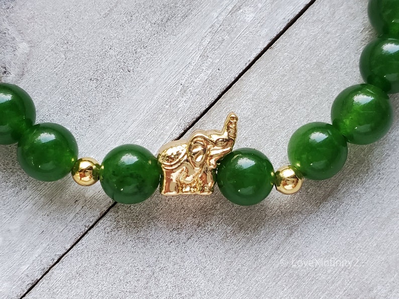 Green Jade and Crystal Elephant Bracelet Feng Shui Good luck Etsy