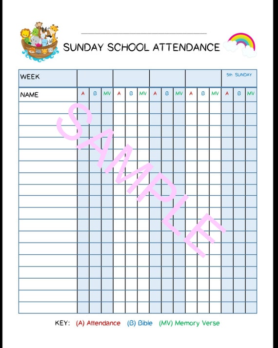 Sunday School Attendance Chart Download