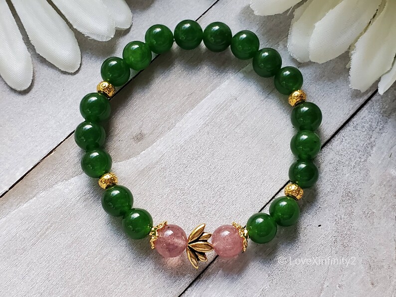 Green Jade Lotus Feng Shui Bracelet Good luck Prosperity | Etsy