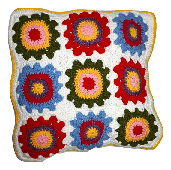 Granny Square Crochet Cushion Crochet Cushion Crochet Couch Etsy