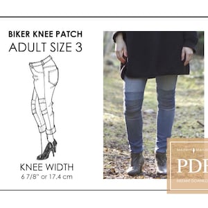 SIZE 3 Adult Biker Knee Patch pattern & tutorial || Jeans Patch DIY for Women, Men, Unisex || PDF Downloadable || Learn to fix your jeans