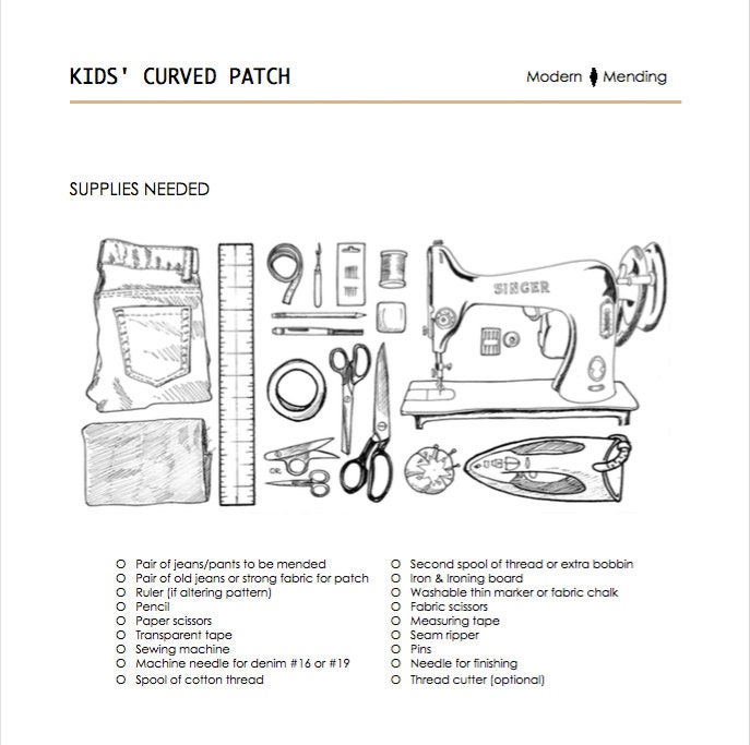 SIZE 2 Kids Curved Knee Patch Pattern & Tutorial. Jeans Patch DIY for  Toddler, Kids. PDF Downloadable Learn to Sew. Children Size 3 to 6. 