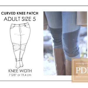 SIZE 5 Adult Curved Patch tutorial. Jeans Patch DIY Tutorial for adults. Upcycled. Downloadable Learn to sew tutorial. image 1