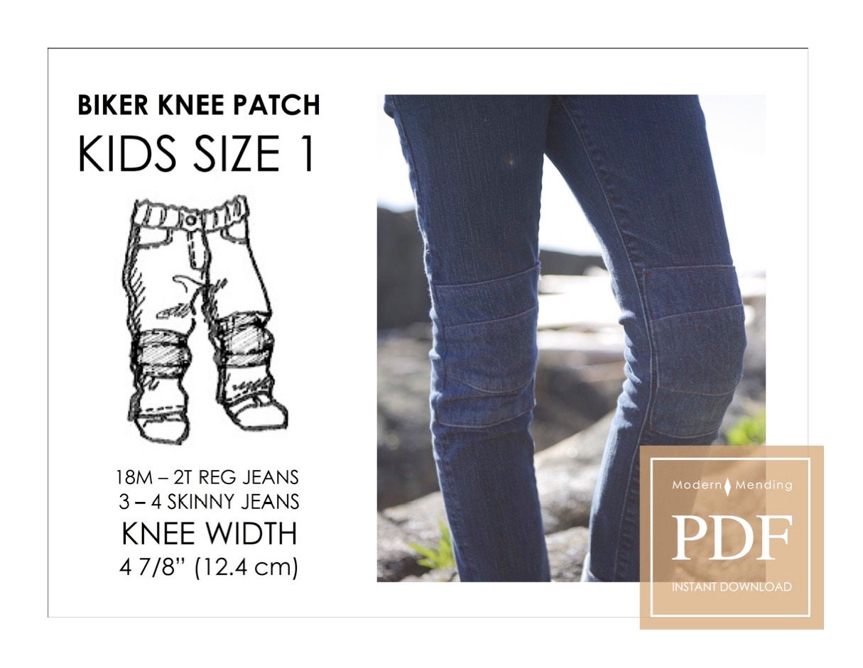 SIZE 1 Kids Biker Knee Patch Pattern & Tutorial. Jeans Patch DIY for Toddler,  Kids. PDF Downloadable Learn to Sew. Children Size 18M to 4. 