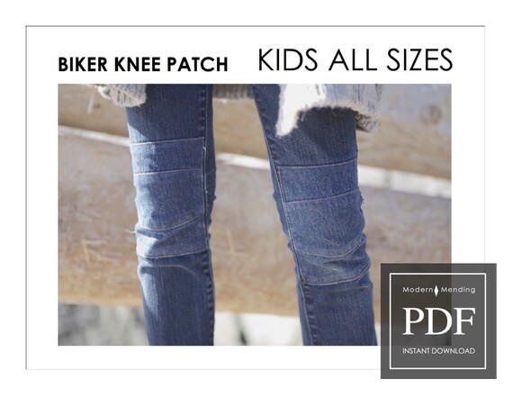 All 5 Sizes Kids Biker Knee Patch Pattern Jeans Patch DIY for Toddler,  Tweens PDF Downloadable Learn to Sew Children 18M to 14. 
