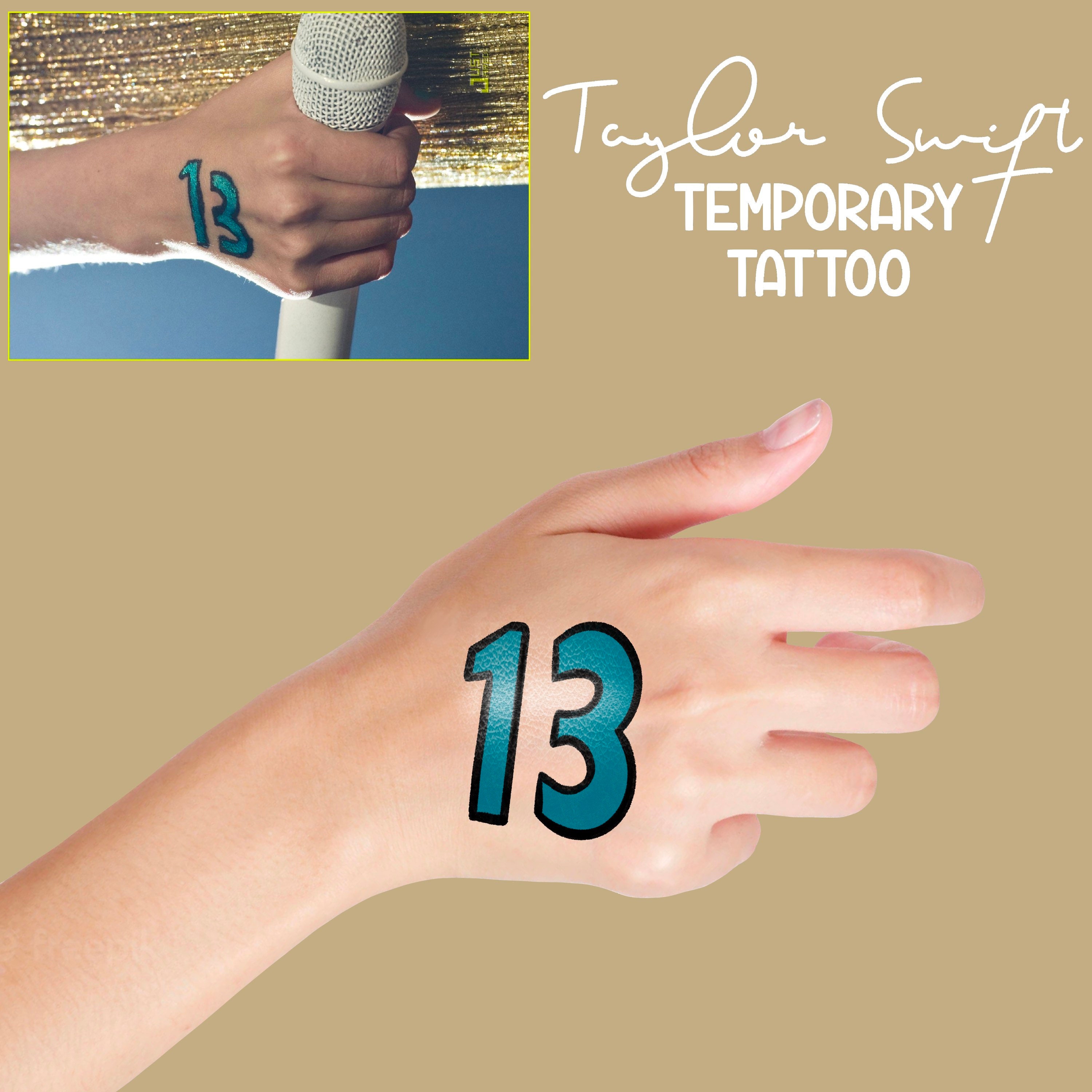 Taylor 13 Temporary Tattoo, Eras Tour Outfit, TS Tour, Swifty