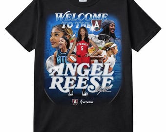 Maglietta con grafica di Angel Reese degli Atlanta Hawks, maglietta per tifosi di basket WNBA, abbigliamento sportivo da donna