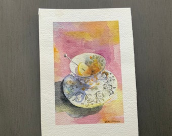 Teacup Original Watercolor 5”x7”