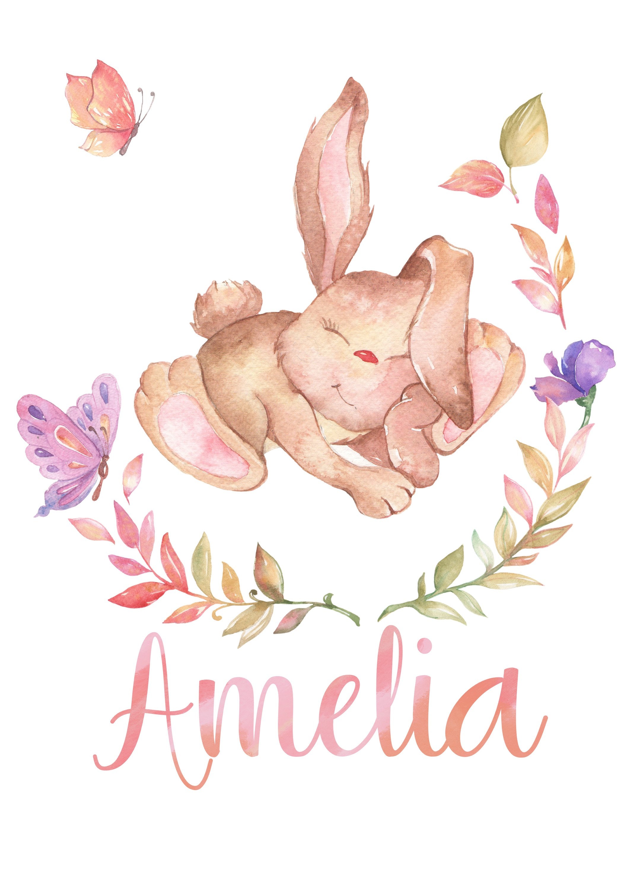 Personalised Bunny Nursery Print Childs Room Print Nursery Etsy