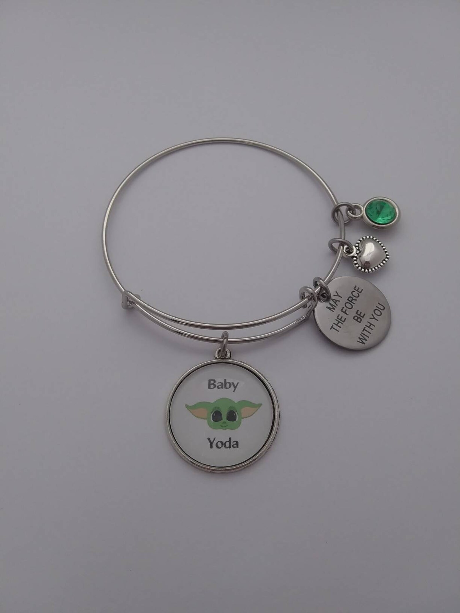 Star Wars Baby Yoda Mandalorian Silver Bangle Bracelet Etsy