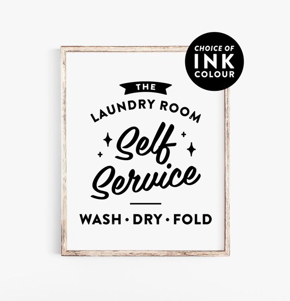 Laundry Room Art Print Choose Your Colour Retro Wash Dry | Etsy