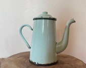 Vintage French Enamel Coffee Pot, Enamal ware, kitchen decoration