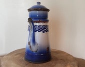 Vintage French Coffee Pot, Enamel ware, Kitchen Decoration