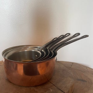 Set of 5 Copper Saucepans, Saucepan Set, Copper, Kitchen, Kitchen Decoration