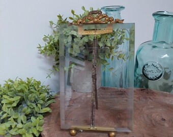 Vintage French Bevelled Glass Picture Frame with Stand