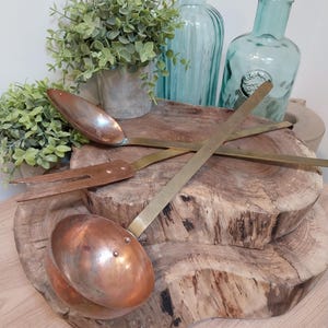 Copper Kitchen Utensil Set: Brass Handle Decor