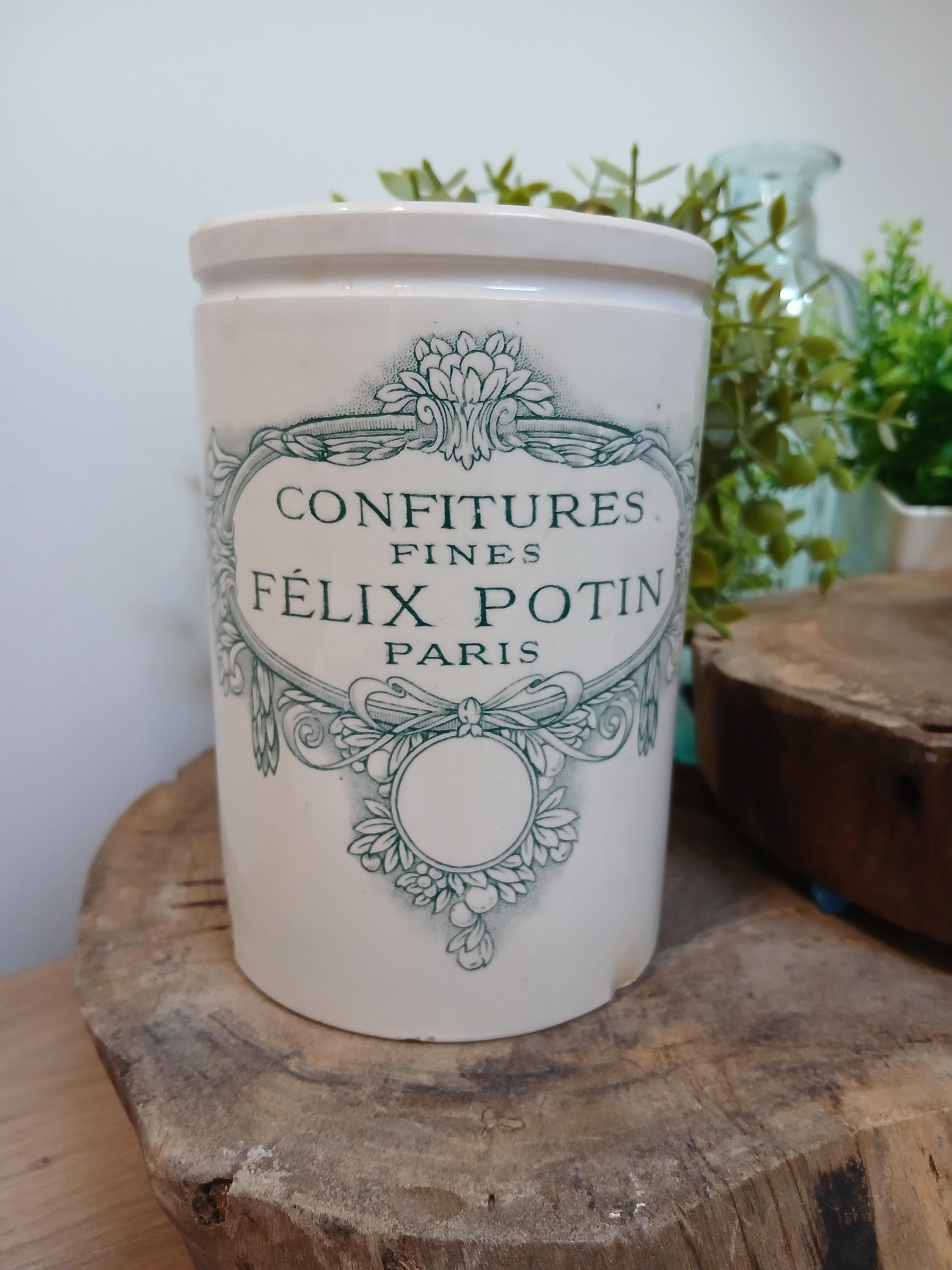 フランスアンティークFELIX POTIN PARIS 陶器製ポット 花瓶　レア Felix Potin Paris - Etsy
