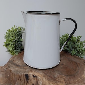 Vintage french enamel jug, enamelware, kitchen decoration