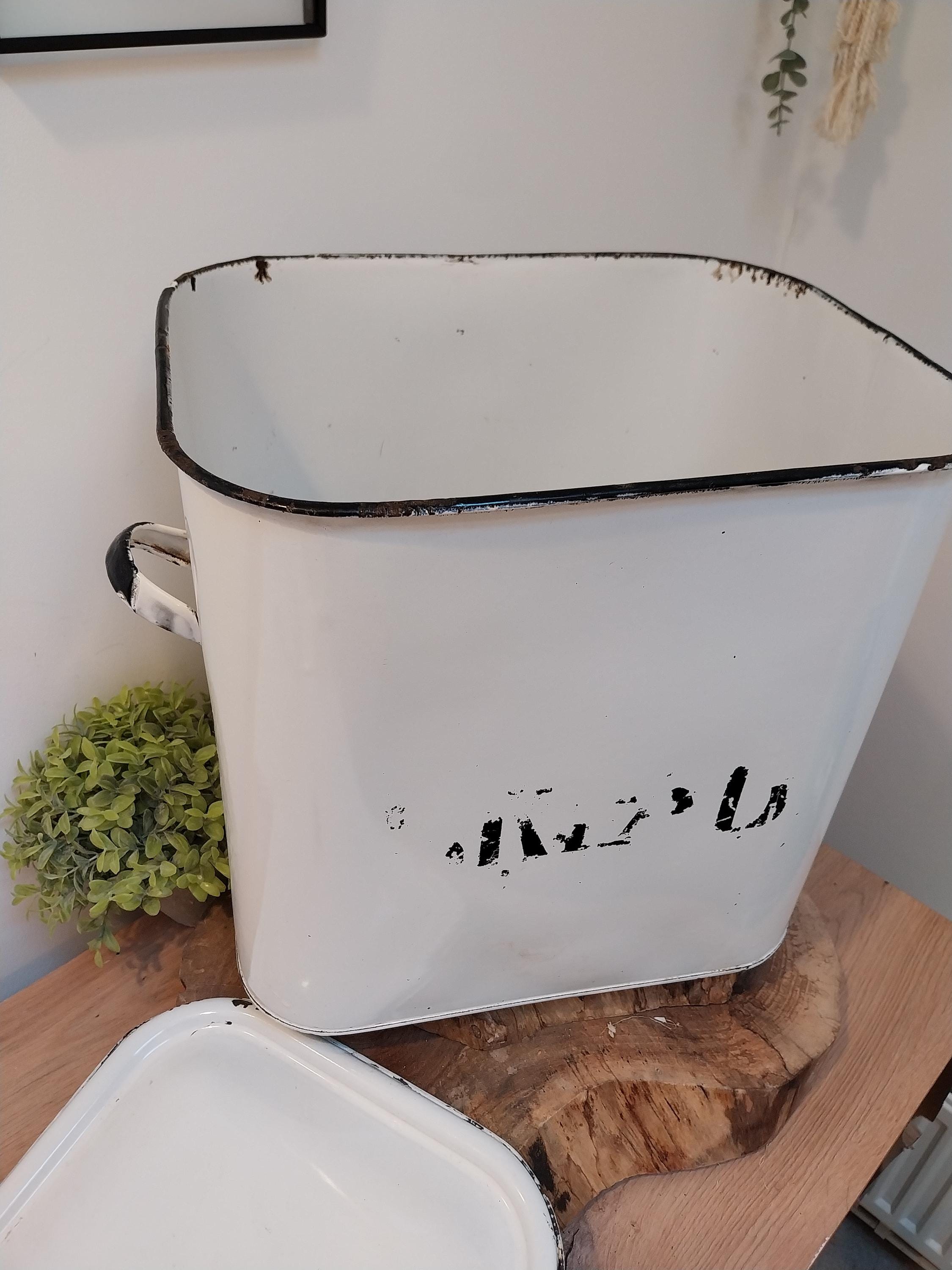 ヴィンテージの英国製エナメルブレッドビン：カントリーキッチン収納