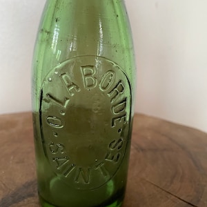 Vintage French Limonade Bottle, Collectable Glass, Green Glass