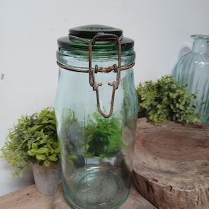 Vintage 1.5Ltr L'Ideale Französisches Einmachglas: Grüne Glasküchenaufbewahrung, 1,5-Liter-Einmachgläser