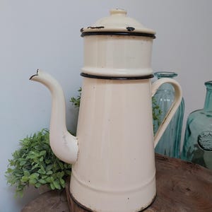 Vintage French Enamel Biggins Style Coffee Pot, Enamel, Kitchen Decoration, Enamel, Enamel Kitchen, Country Kitchen