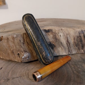 bocchino vintage francese in ambra e oro, sigaretta da collezione, sigaretta e scatola, da collezione