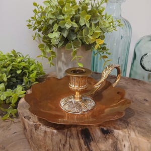 Vintage copper candle holder, candle, home decoration