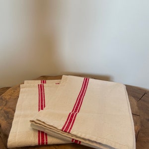 Set of 2 large vintage french linen torchons, tea towels, kitchen towels