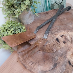 Set of copper utensils, kitchen utensils.