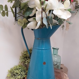 Vintage French Enamel Water Pitcher, Enamel ware, Home decoration, pitcher
